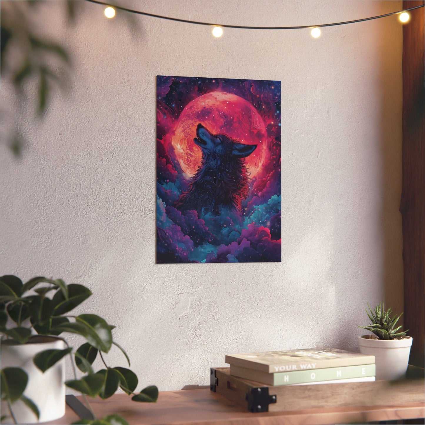 Cosmic Wolf Under Lunar Glow