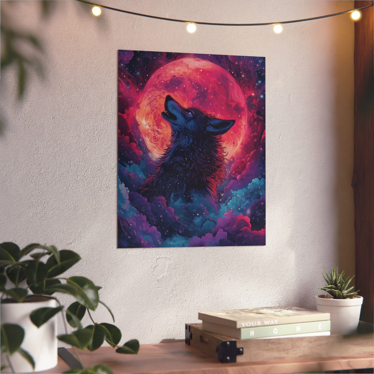 Cosmic Wolf Under Lunar Glow