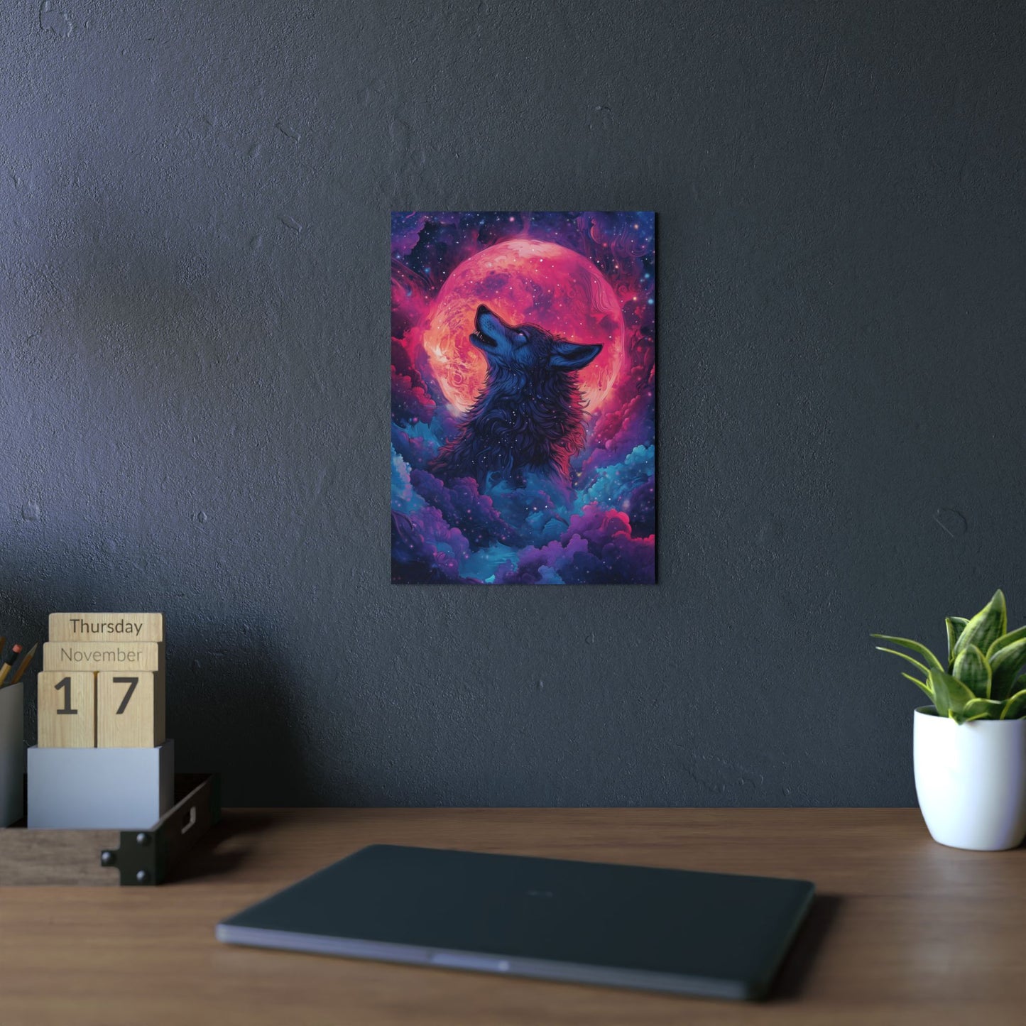 Cosmic Wolf Under Lunar Glow