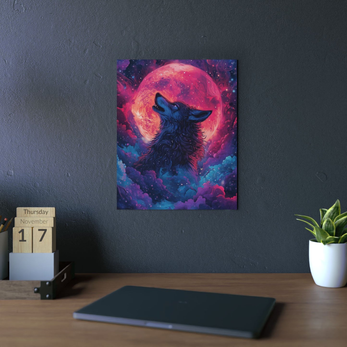 Cosmic Wolf Under Lunar Glow