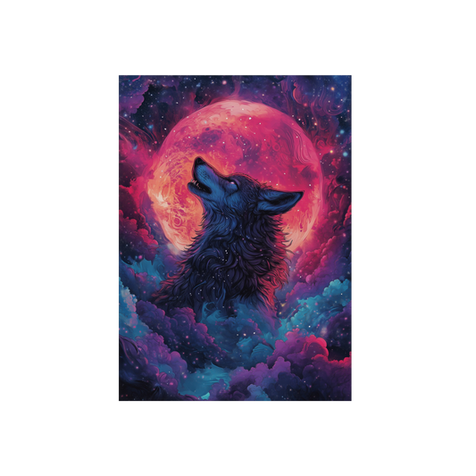 Cosmic Wolf Under Lunar Glow